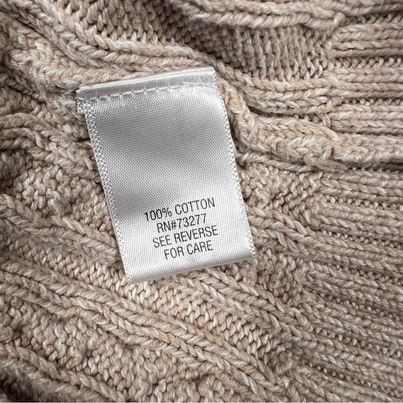 Croft & Barrow Tan Heathered Cable Knit‎ V Neck LS Sweater 100% Cotton Womens XL - Picture 10 of 11
